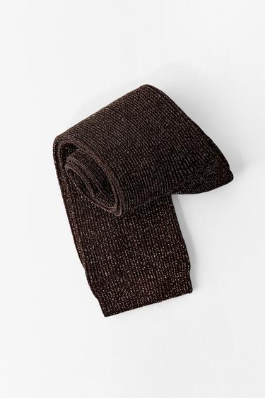 CALCETINES POLIAMIDA HILO METALIZADO - Marrón de Zara