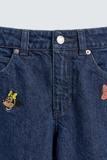 Zara EMBROIDERED WIDE-LEG JEANS HARRY LAMBERT FOR ZARA X DISNEY - Blue
