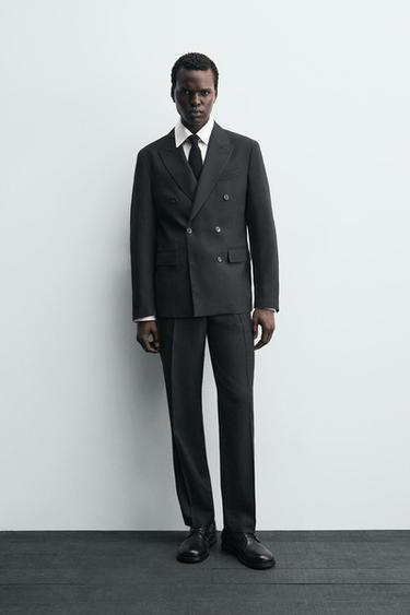 WOOL BLEND SUIT TROUSERS - Dark green by Zara