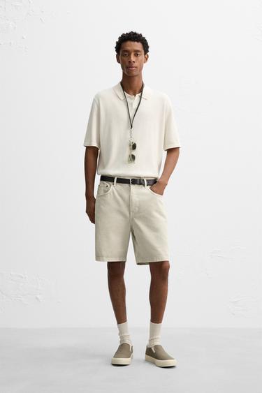 Zara REGULAR FIT DENIM SHORTS - Gray - Image 0