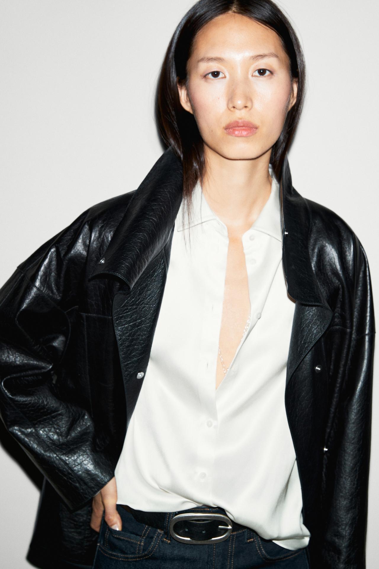 Flowing satin shirt — White