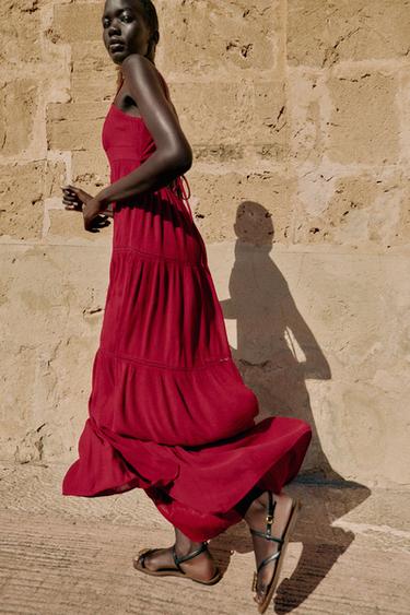 LONG STRAPPY DRESS - Raspberry by Zara - Image 2