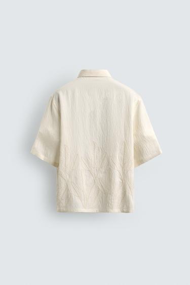 CHEMISE BRODERIE FLORALE - Écru / Chiné de Zara - Image 7