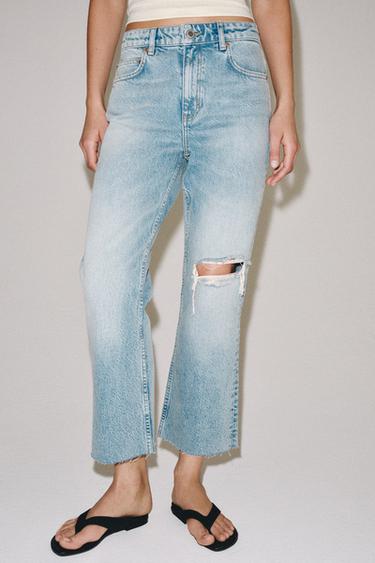 ZW COLLECTION RELAXED BOOTCUT MID-WAIST CROPPED JEANS - Light blue by Zara - Image 1