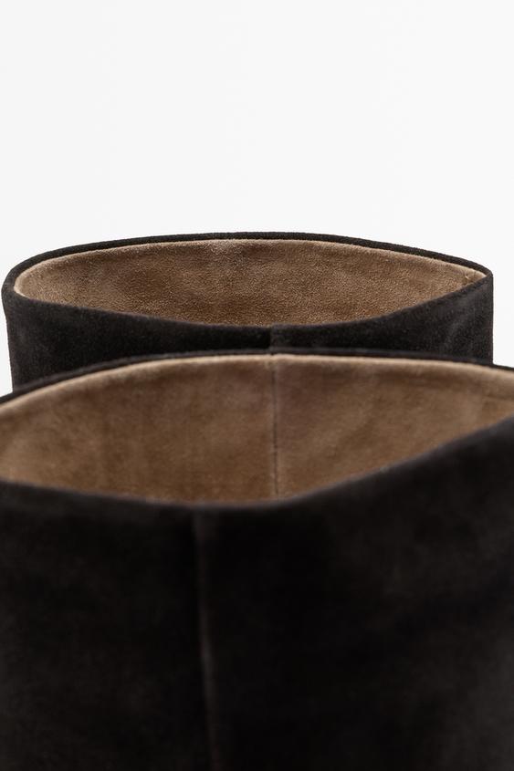 Bottes hautes en cuir souple - Marron de Zara - Image 0