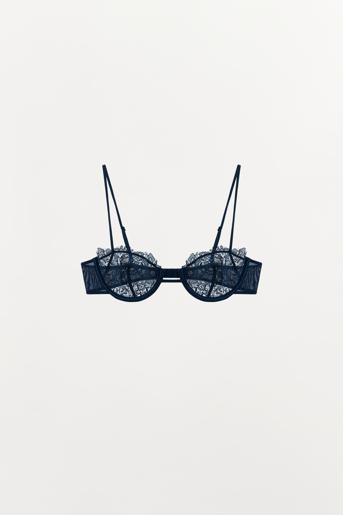 Бра, на косточках, кружево — Zara, цвет: Синий / Чёрный — фото 6