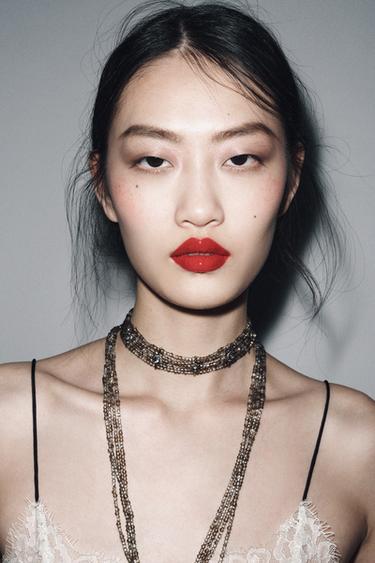 Zara 2 件裝串珠寶石頸鍊組合 - 灰色