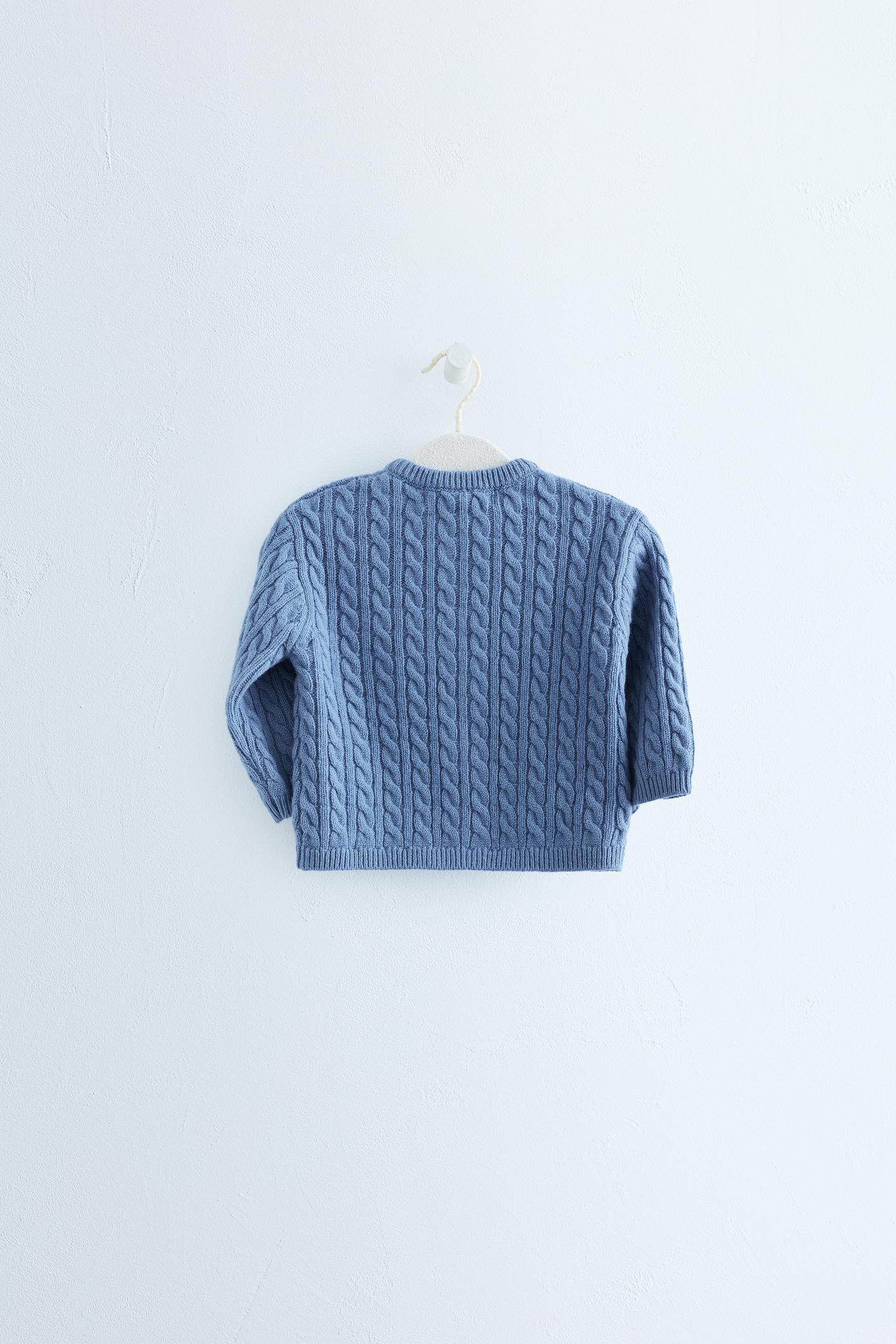Детский кардиган Zara Timeless - 100% Wool Cable-Knit, цвет: Синий — фото 2