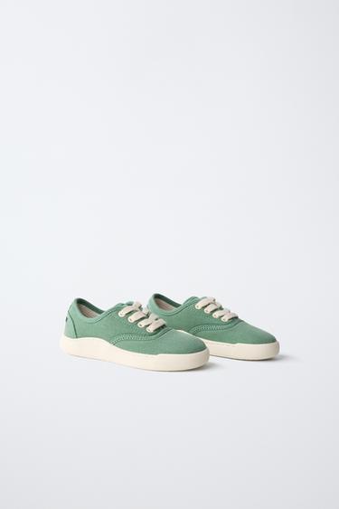 COTTON SNEAKERS - Green by Zara - Image 1