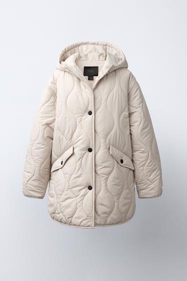WATER-REPELLENT HOODED PUFFER JACKET - Sand by Zara