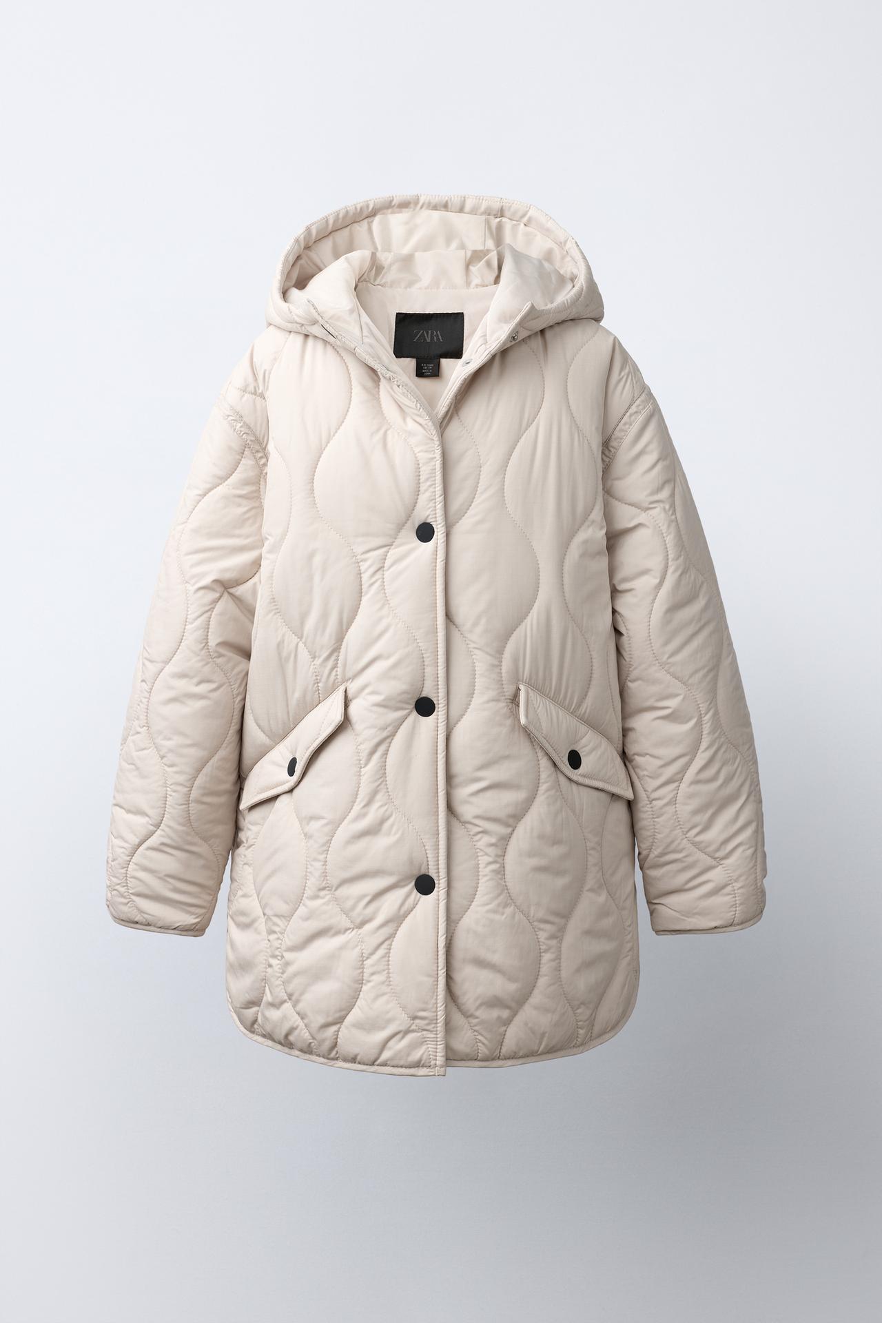WATER-REPELLENT QUILTED HOODIE JACKET — Sand