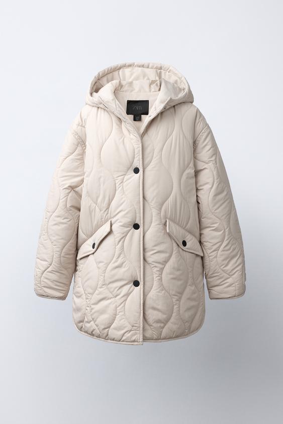 WATER-REPELLENT HOODED PUFFER JACKET - Sand by Zara - Image 0