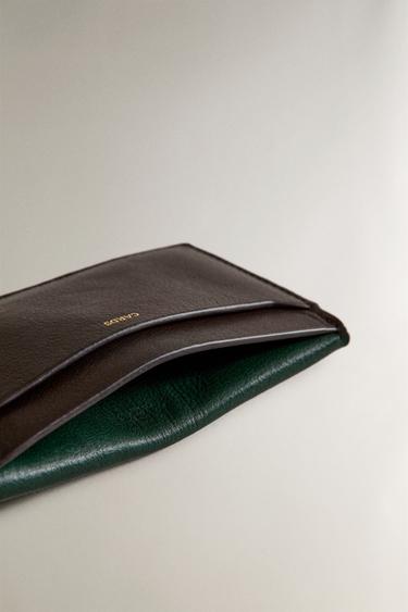 LEATHER WALLET - Brown / Green by Zara - Image 3