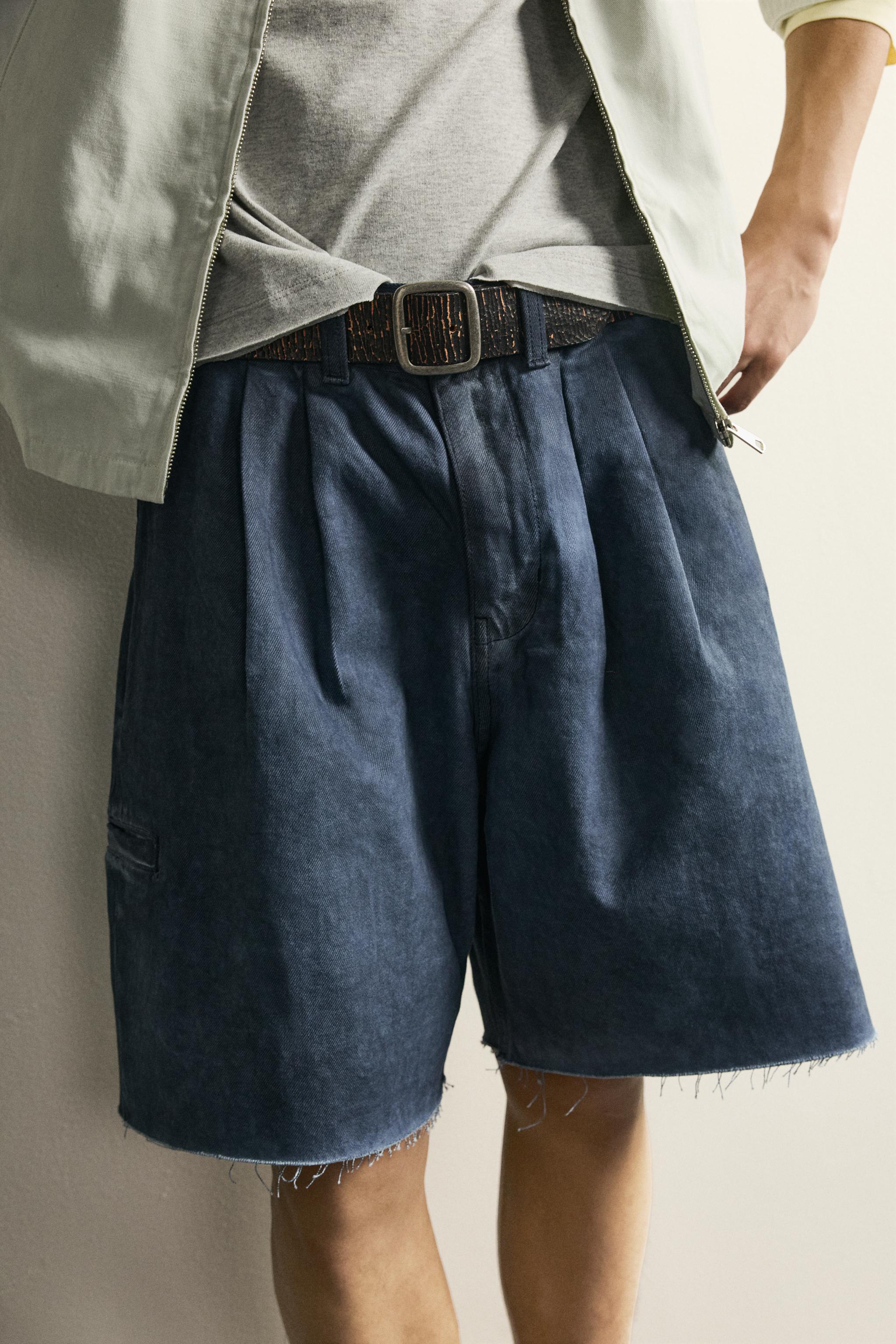 RELAXED FIT IRREGULAR WASH SHORTS