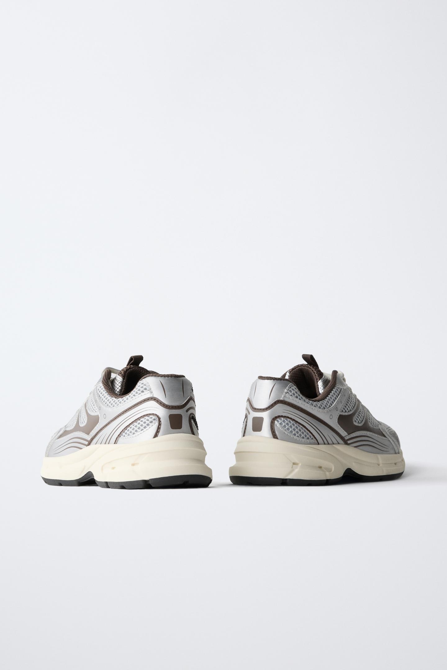 Детские кроссовки Zara Technical Mesh, цвет: Коричневый — фото 6