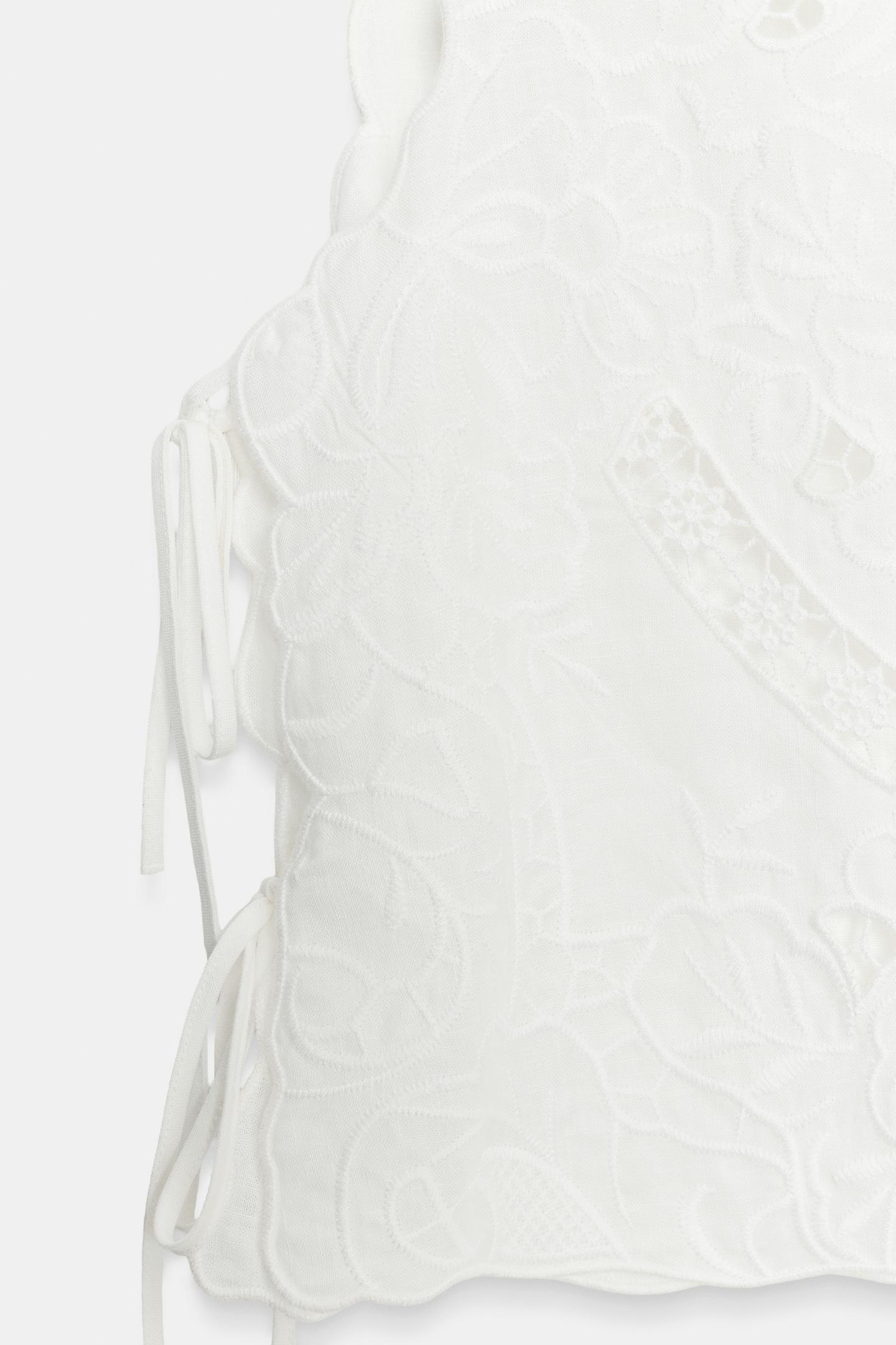 Женская блузка Zara ZW Collection Embroidered Blouse, цвет: Белый — фото 7