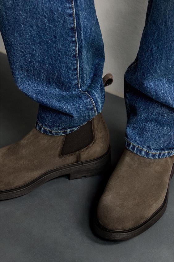 BOTTINES CUIR TRACK - Gris taupe de Zara - Image 2