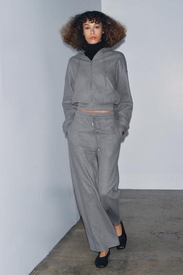 SOFT RIB STRAIGHT-LEG TROUSERS - Mid-grey by Zara