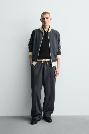 WIDE-LEG JOGGER TROUSERS WITH SIDE TAPING - Blue by Zara - Image 0