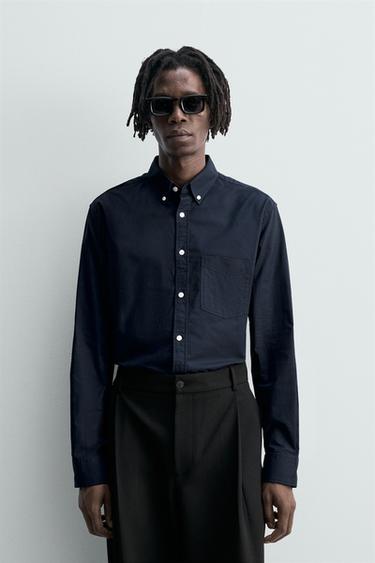 Zara OXFORD SHIRT - Navy blue