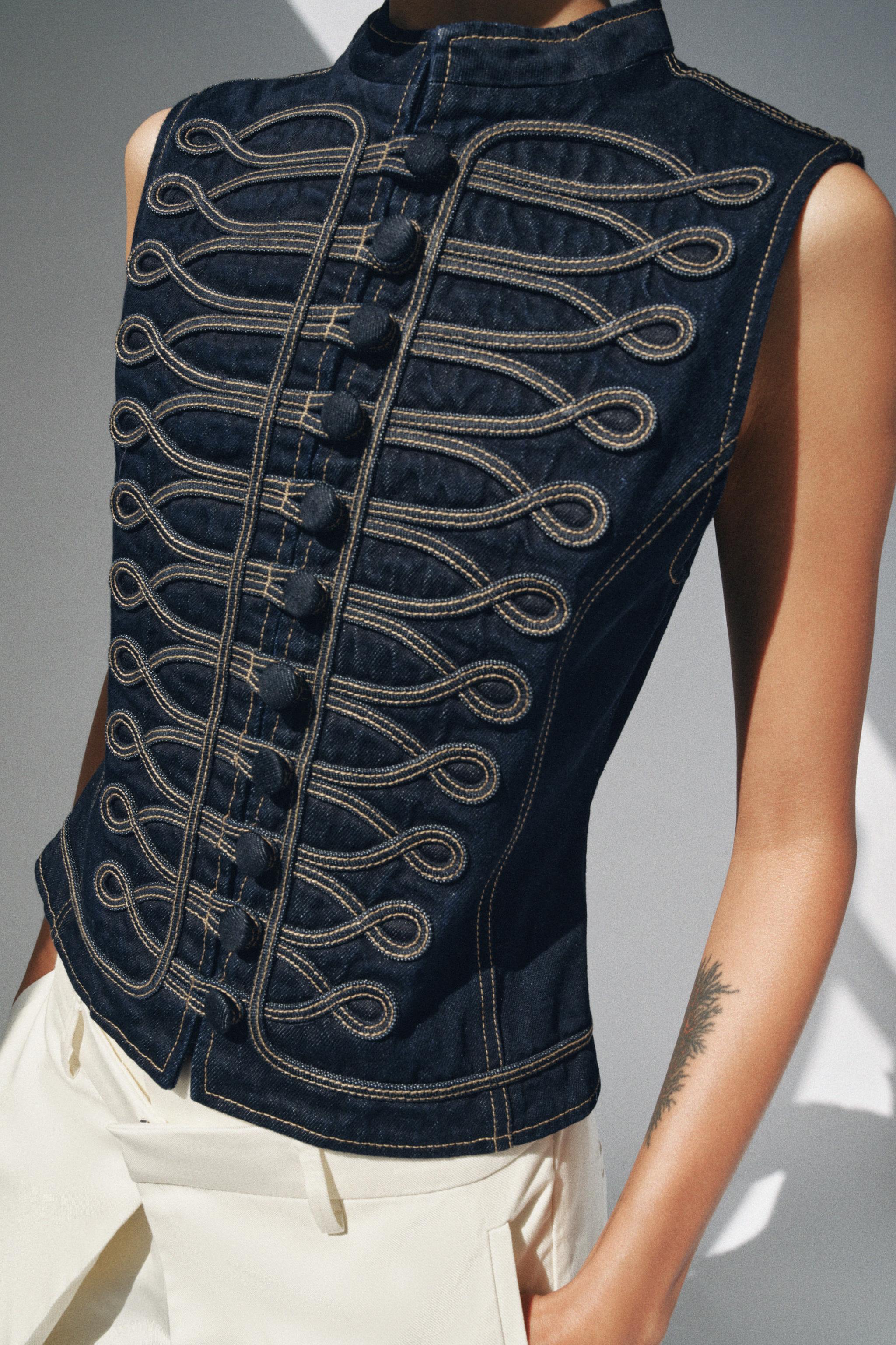 ZW COLLECTION SÜSLÜ DÜĞMELİ DENIM YELEK - Görsel 2