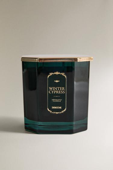 (550 G) VELA AROMÁTICA WINTER CYPRESS - whiskey de Zara