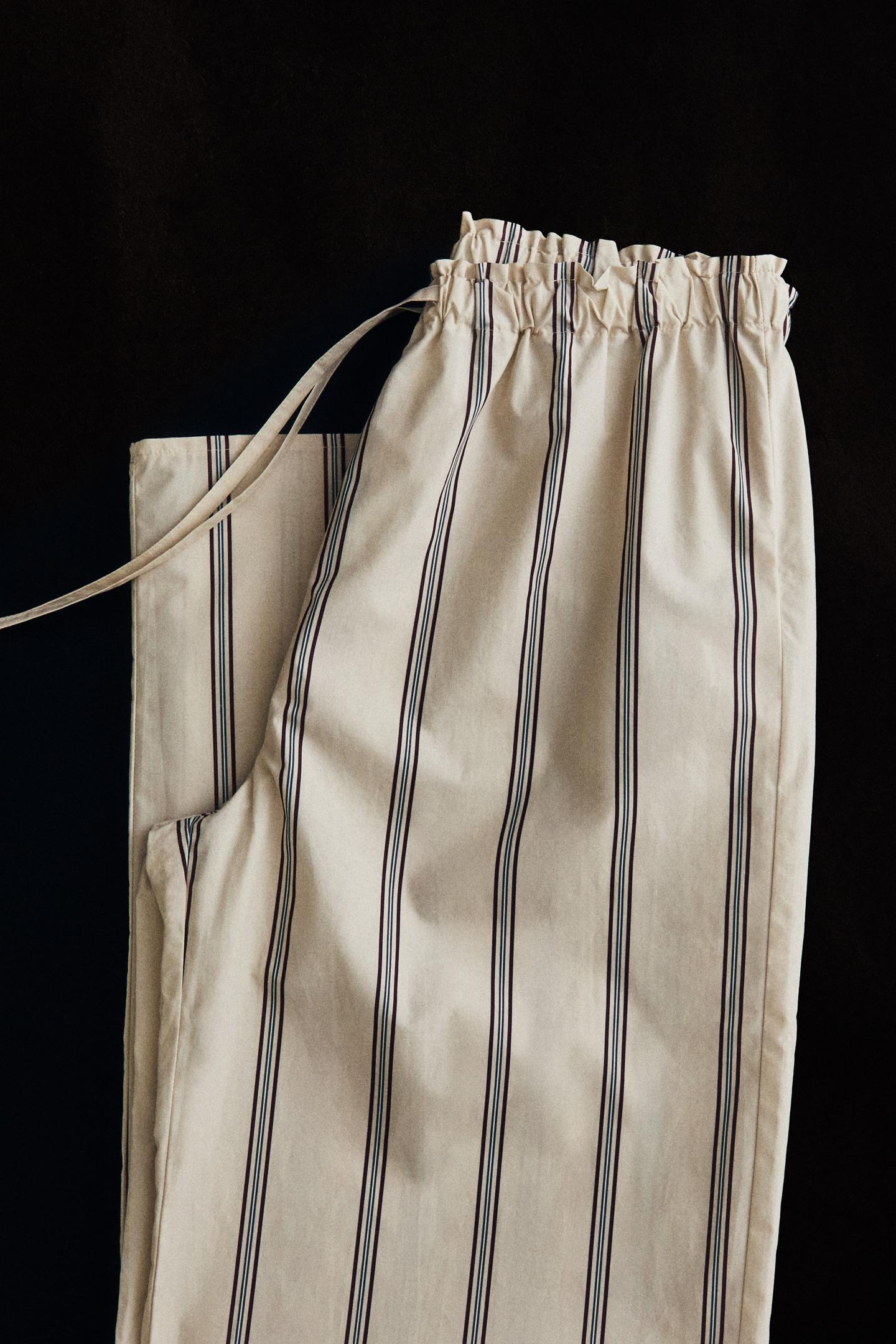 Женские брюки Zara Striped Cotton Trousers, цвет: Экрю — фото 5