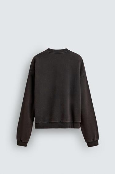 SWEAT DÉLAVÉ À INSCRIPTIONS IMPRIMÉES - Noir de Zara - Image 6