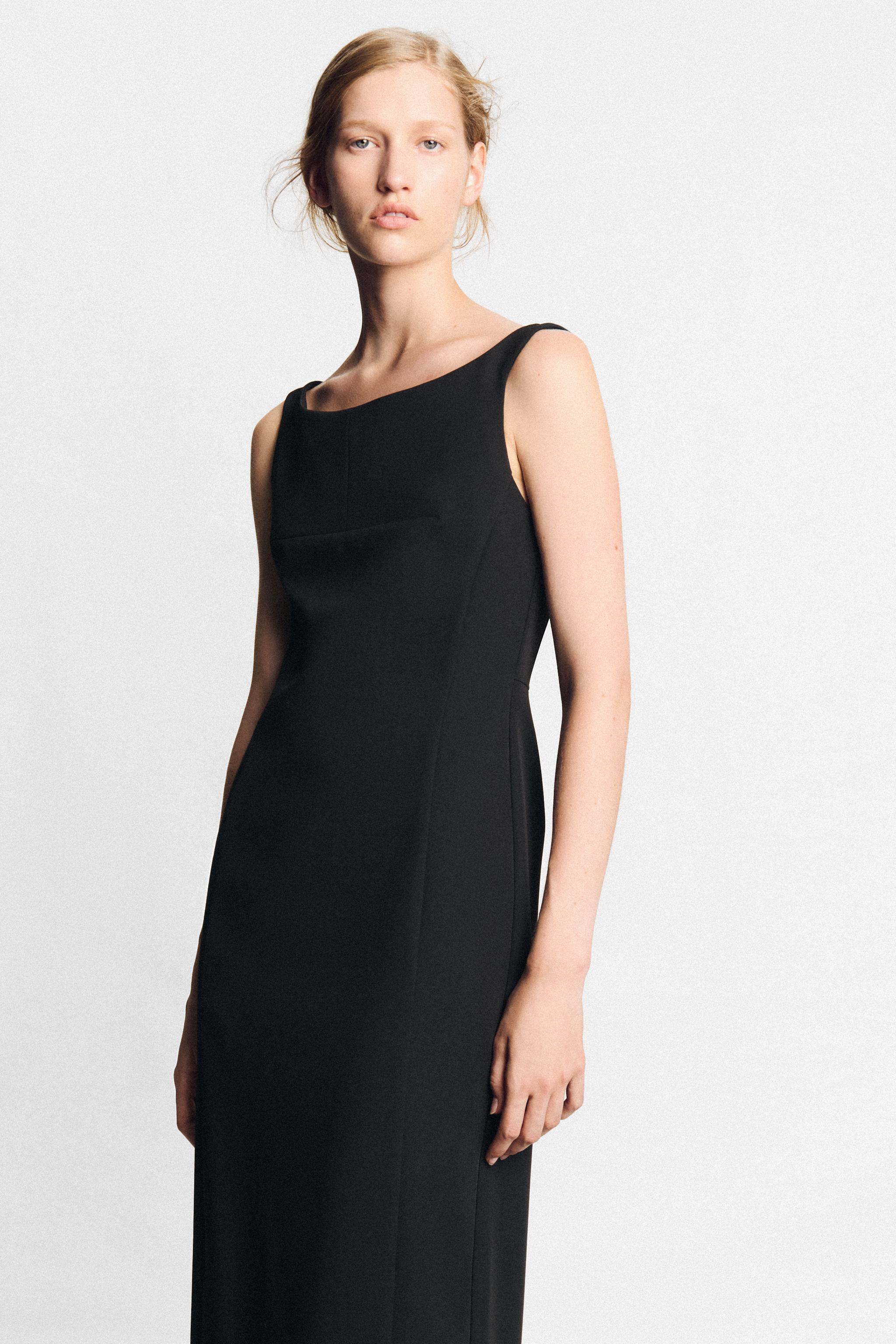 Женские платья Zara BOAT NECK MIDI DRESS — фото 4