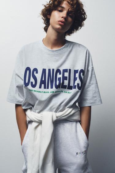 Zara OVERSIZED TEXT T-SHIRT - Gray marl