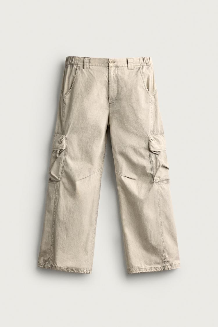 WASHED RELAXED FIT CARGO TROUSERS
