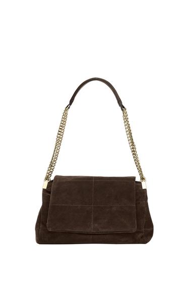 BOLSO PIEL DE HOMBRO - Chocolate de Zara