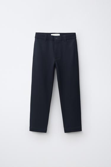 ШТАНИ STRAIGHT З ПОЯСОМ У РУБЧИК - Дуже темний сірий Zara