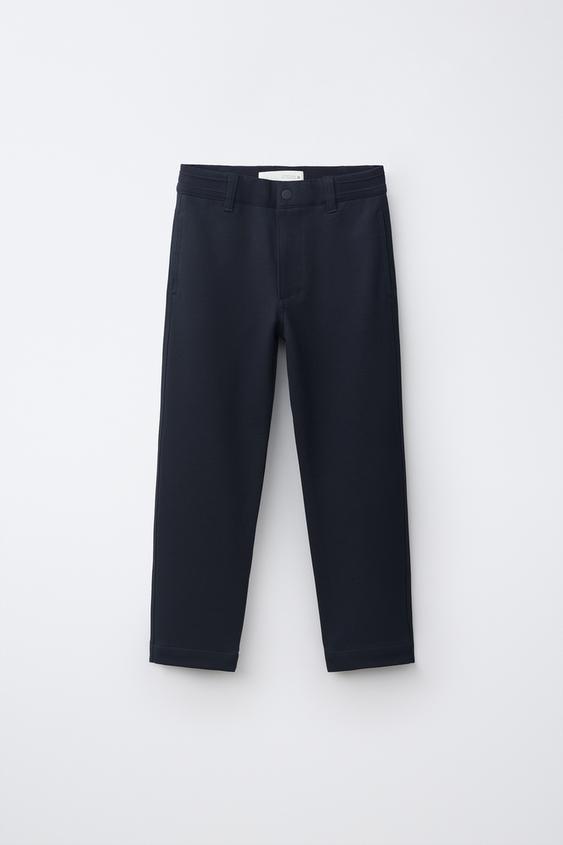 PANTALÓN STRAIGHT CINTURILLA RIB - Marino oscuro de Zara - Imagen 0