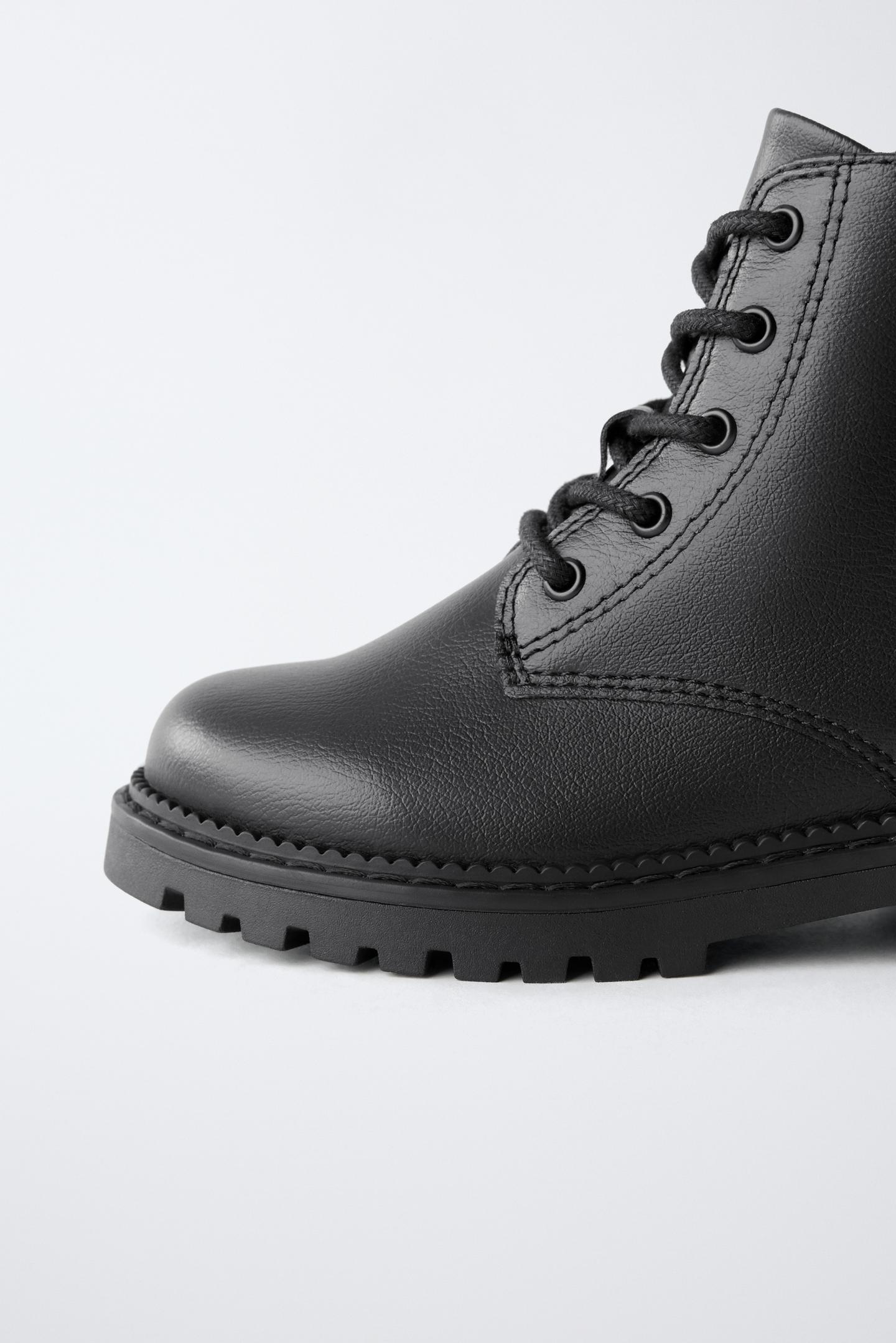 Детские ботинки Zara Lace-Up Ankle, цвет: Чёрный — фото 6