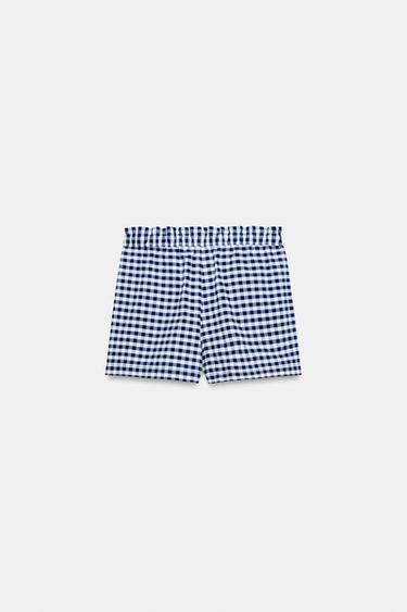 SHORT À CARREAUX VICHY ZW COLLECTION - Blanc / Bleu marine de Zara - Image 9