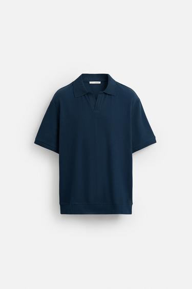 VERTICAL TEXTURED POLO SHIRT - Bluish by Zara