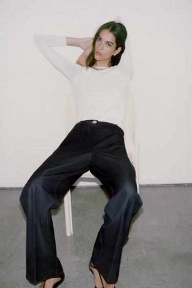 PANTALON DROIT NERVURÉ - Indigo de Zara - Image 4