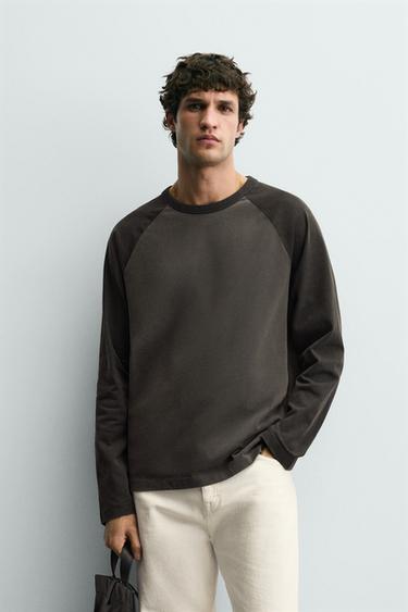 COLOUR BLOCK T-SHIRT - Anthracite grey by Zara