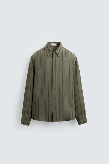 STRIPED FLOWING SHIRT - Khaki by Zara