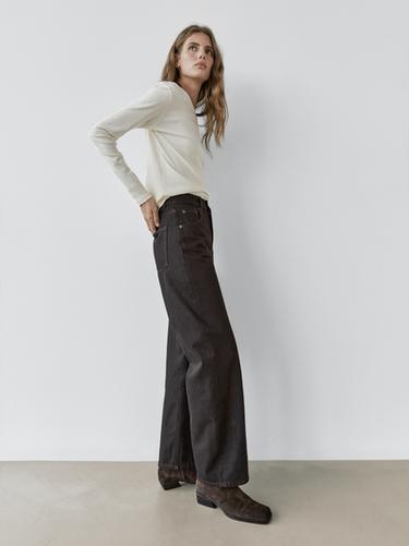 Jeans barrel fit tiro alto - Chocolate de Zara