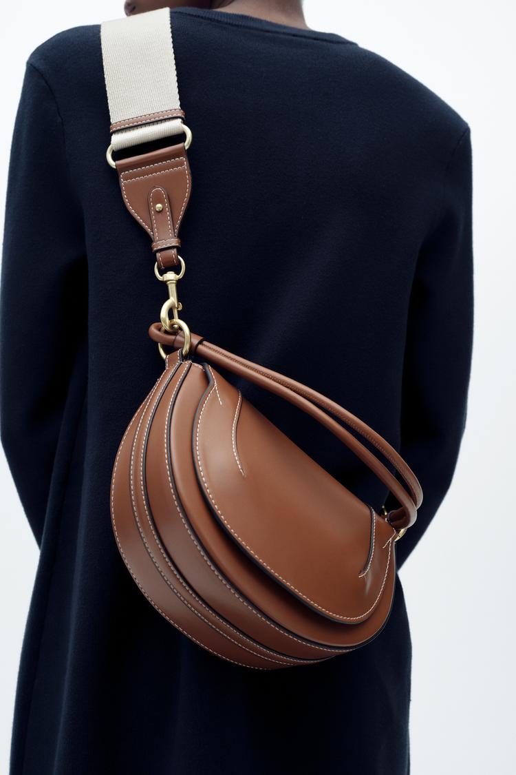 CONTRASTING TOPSTITCHING CROSSBODY BAG
