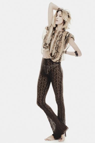 ANIMAL PRINT SHOULDER PAD BLOUSE ZW COLLECTION - Khaki by Zara - Image 0