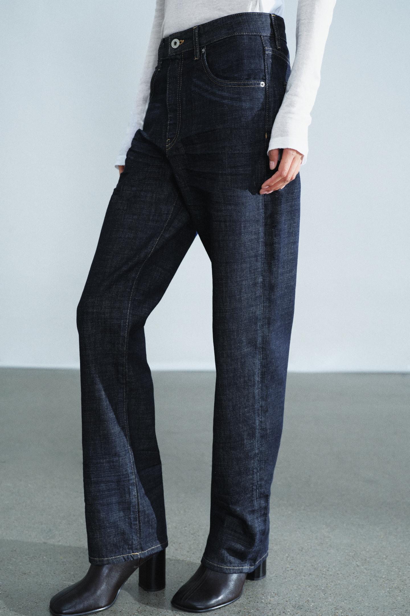 Женские джинсы Zara ZW Collection Straight Mid-Rise, цвет: Синий — фото 7