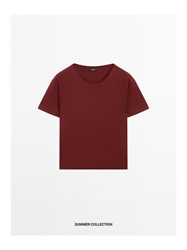 Camiseta manga corta 100% algodón - Rojo oscuro de Zara