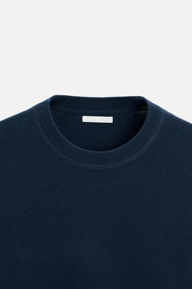 COTTON BLEND SWEATER - Navy blue by Zara - Image 7