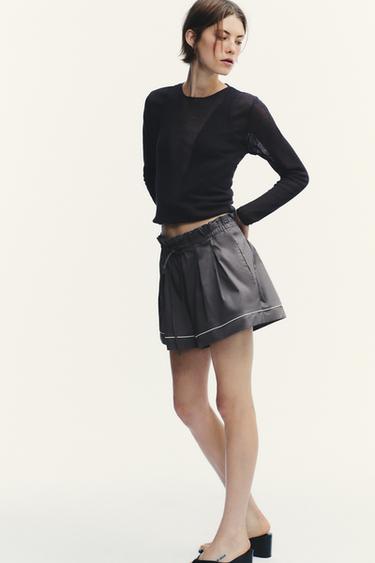 PIPING DETAIL VOLUME SHORTS - washed petrol by Zara - Image 3
