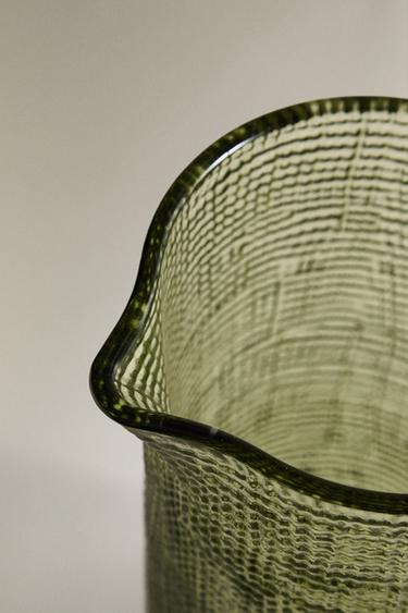 RAISED DESIGN GLASS JUG - Green by Zara - Image 3