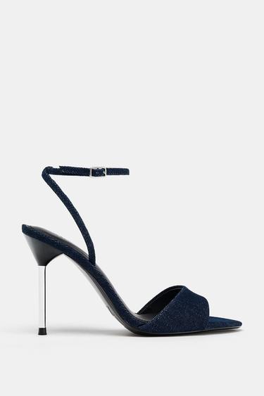 SANDALES À HAUTS TALONS EN DENIM - Bleu de Zara - Image 2