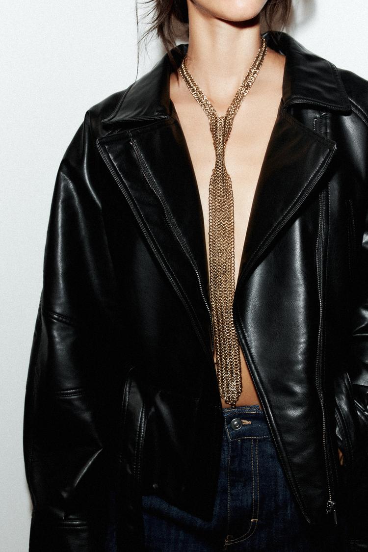 METAL TIE NECKLACE Golden ZARA United States